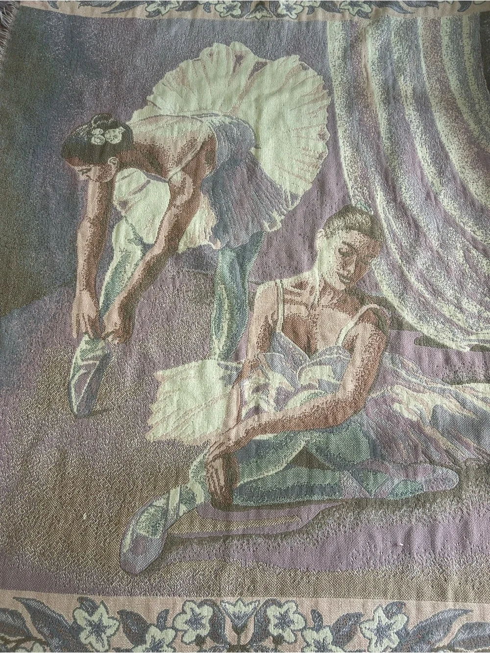 Goodwin Weavers Ballerina Tapestry Throw Blanket 100% Cotton No Stains Vintage